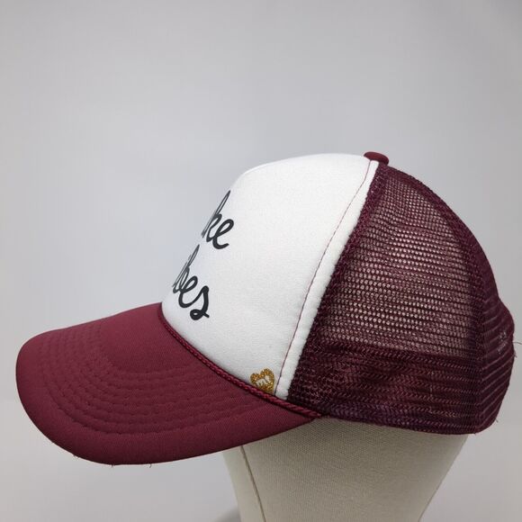 Lake Vibes Snapback Trucker Hat Red One Size Adjustable Mesh Back Rope - Picture 4 of 9